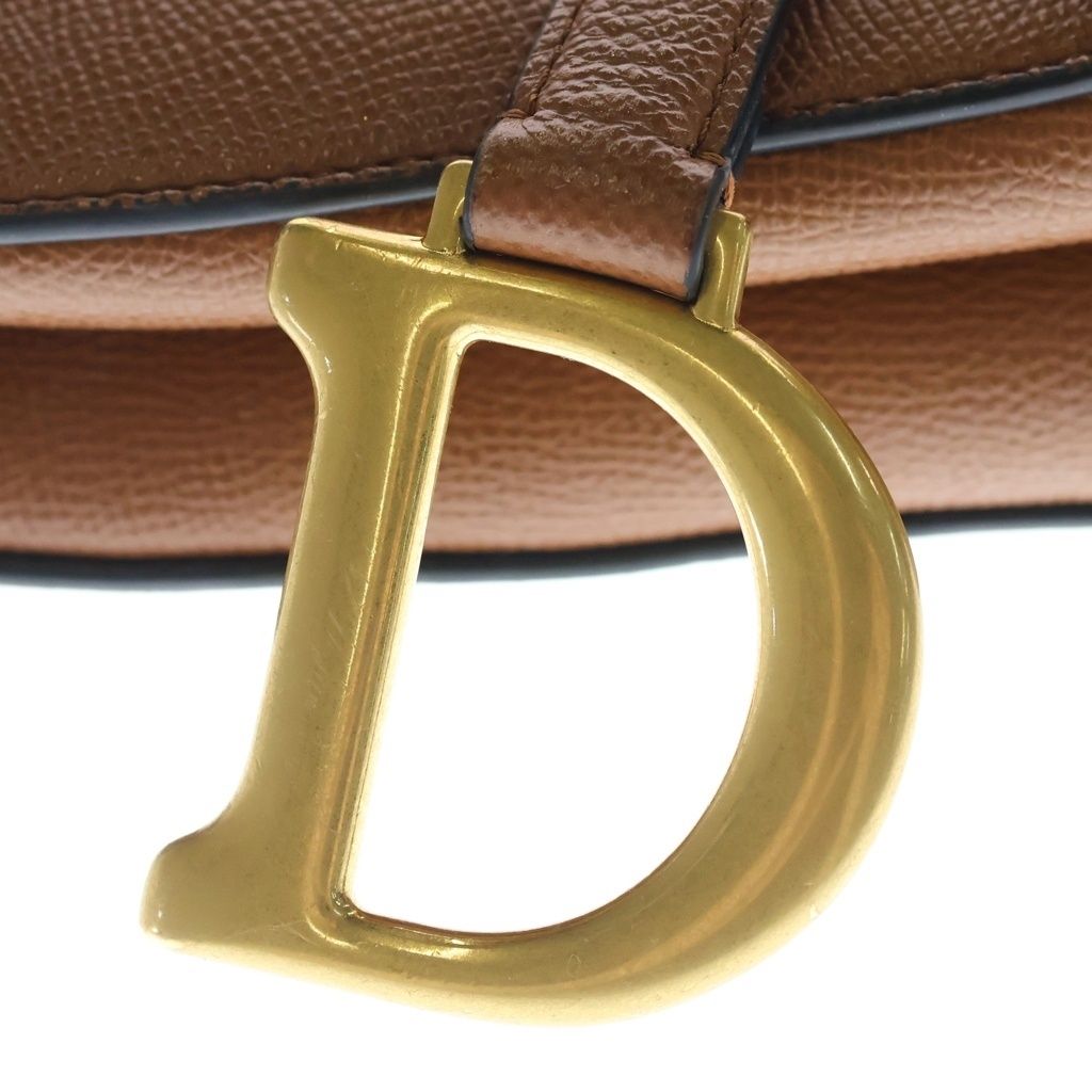Dior Saddle Bag Brown Grained Calfskin Gold — view 6