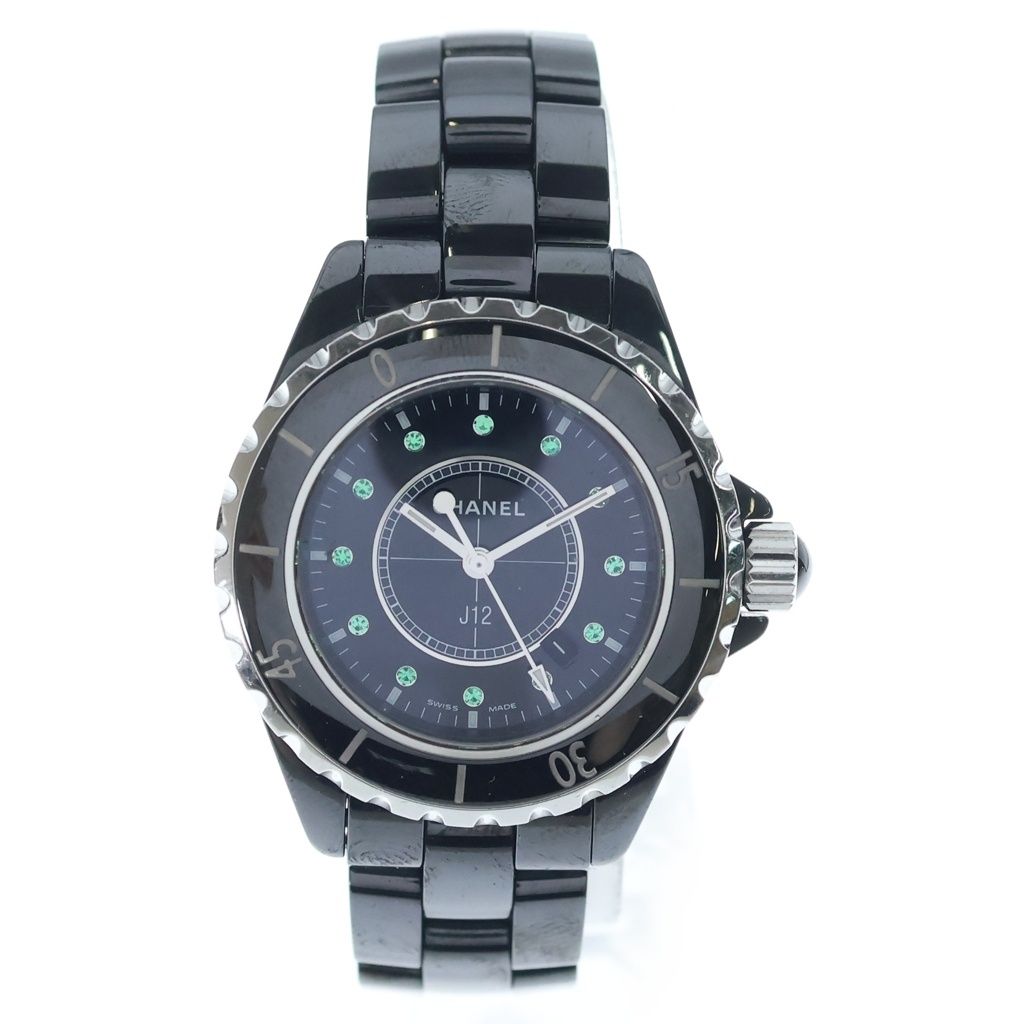 Chanel Emerald Index CE Quartz Black Ceramic Watch Dial