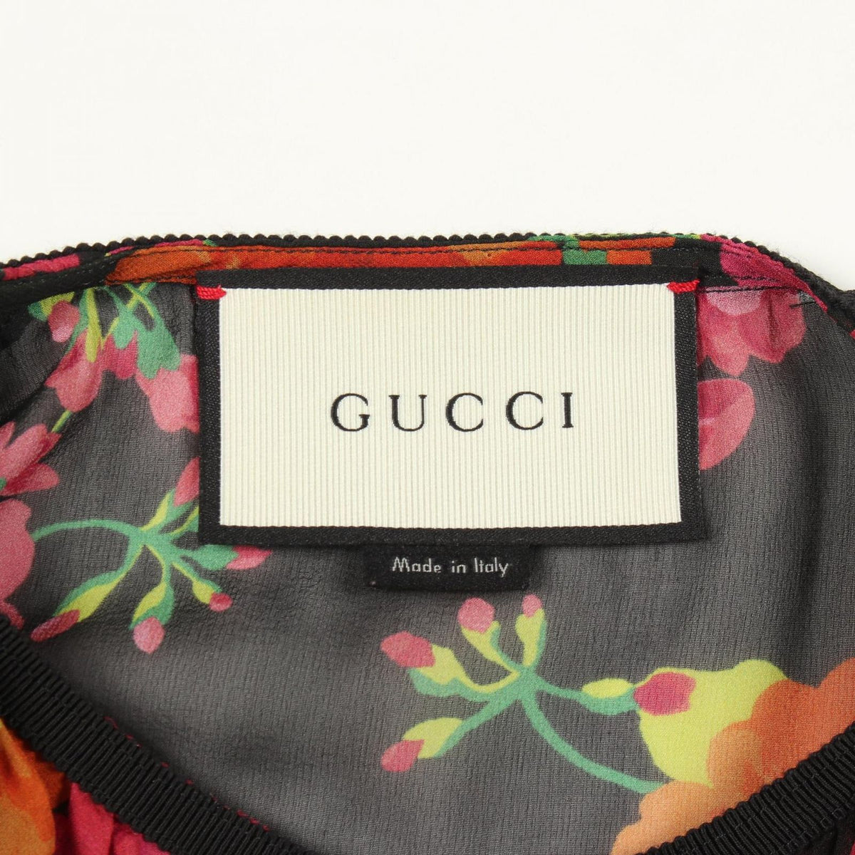 Gucci Blouse Interlocking G Flower Black Silk Multicolor — view 3