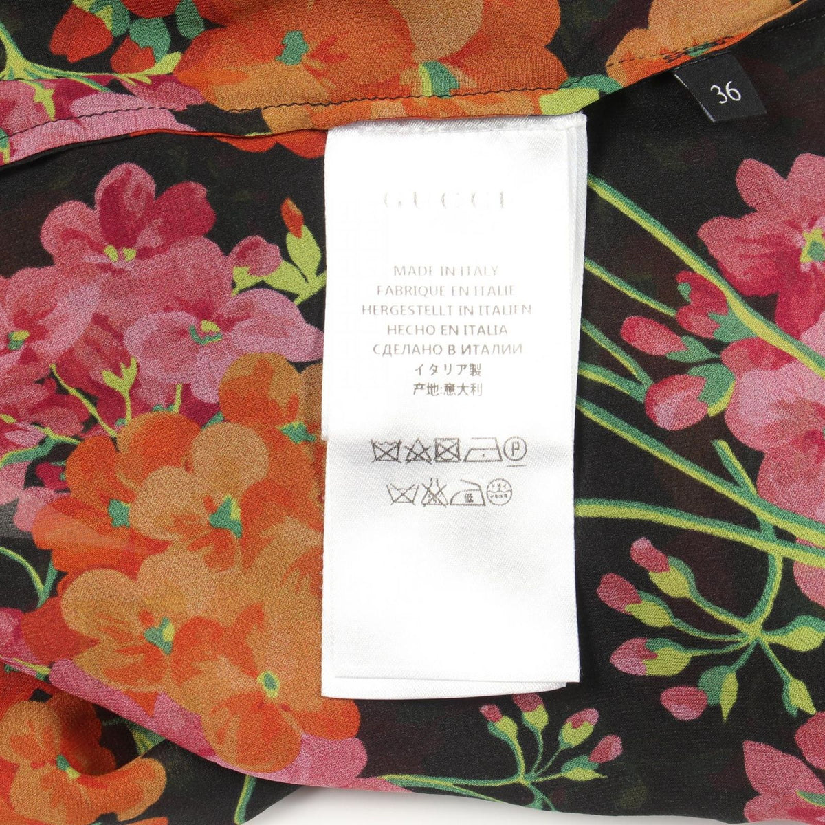 Gucci Blouse Interlocking G Flower Black Silk Multicolor — view 4