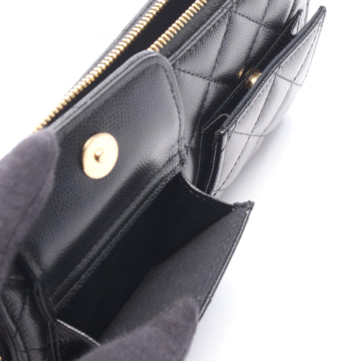 Chanel Clutch Quilted Wallet Black Caviar Leather Chain — view 6
