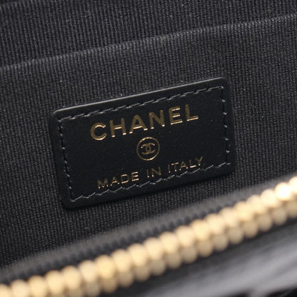 Chanel Clutch Quilted Wallet Black Caviar Leather Chain — view 4