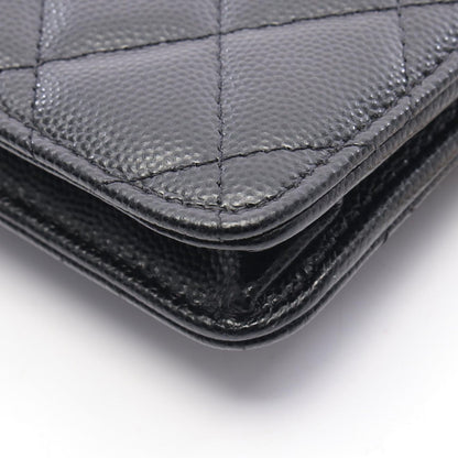Chanel Clutch Quilted Wallet Black Caviar Leather Chain — view 7