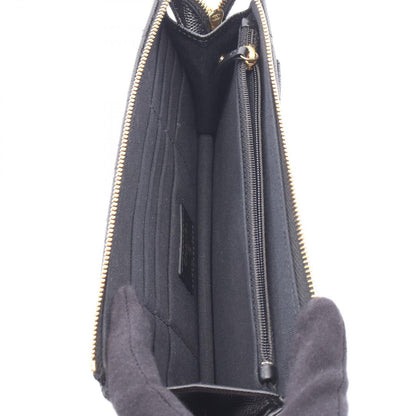 Chanel Clutch Quilted Wallet Black Caviar Leather Chain — view 3