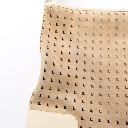 Loewe Shoulder Bag Perforated Brown Ivory Suede Leather Anagram — view 7