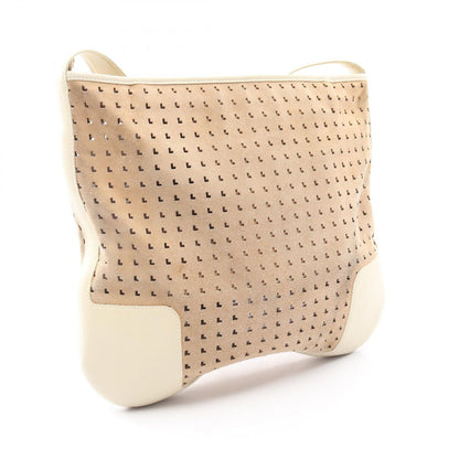 Loewe Shoulder Bag Perforated Brown Ivory Suede Leather Anagram — view 2