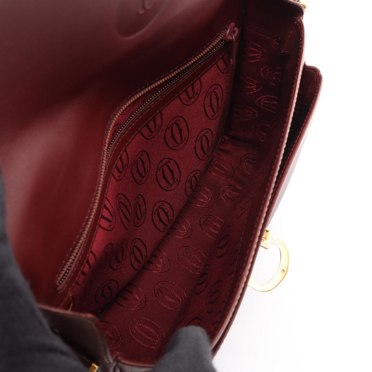 Cartier Shoulder Bag Must Line Wine Red Leather — view 3