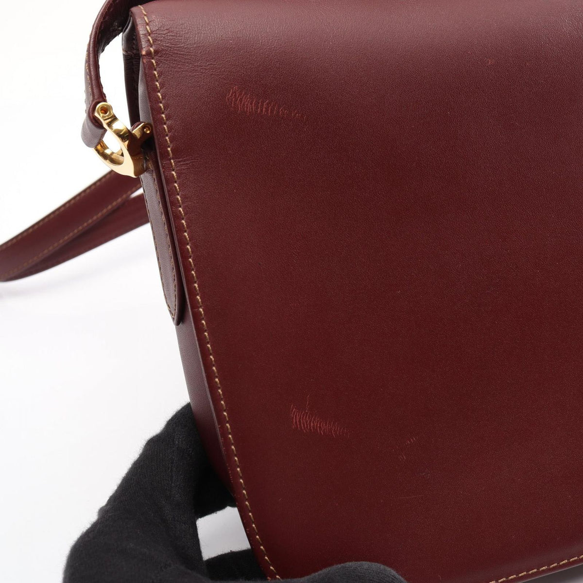 Cartier Shoulder Bag Must Line Wine Red Leather — view 5