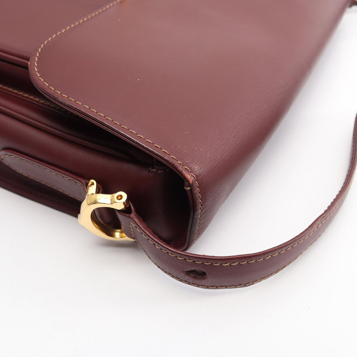 Cartier Shoulder Bag Must Line Wine Red Leather — view 7