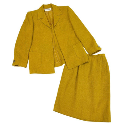 Saint Laurent Set Skirt Suit Tweed Jacket 36 Yellow — view 2