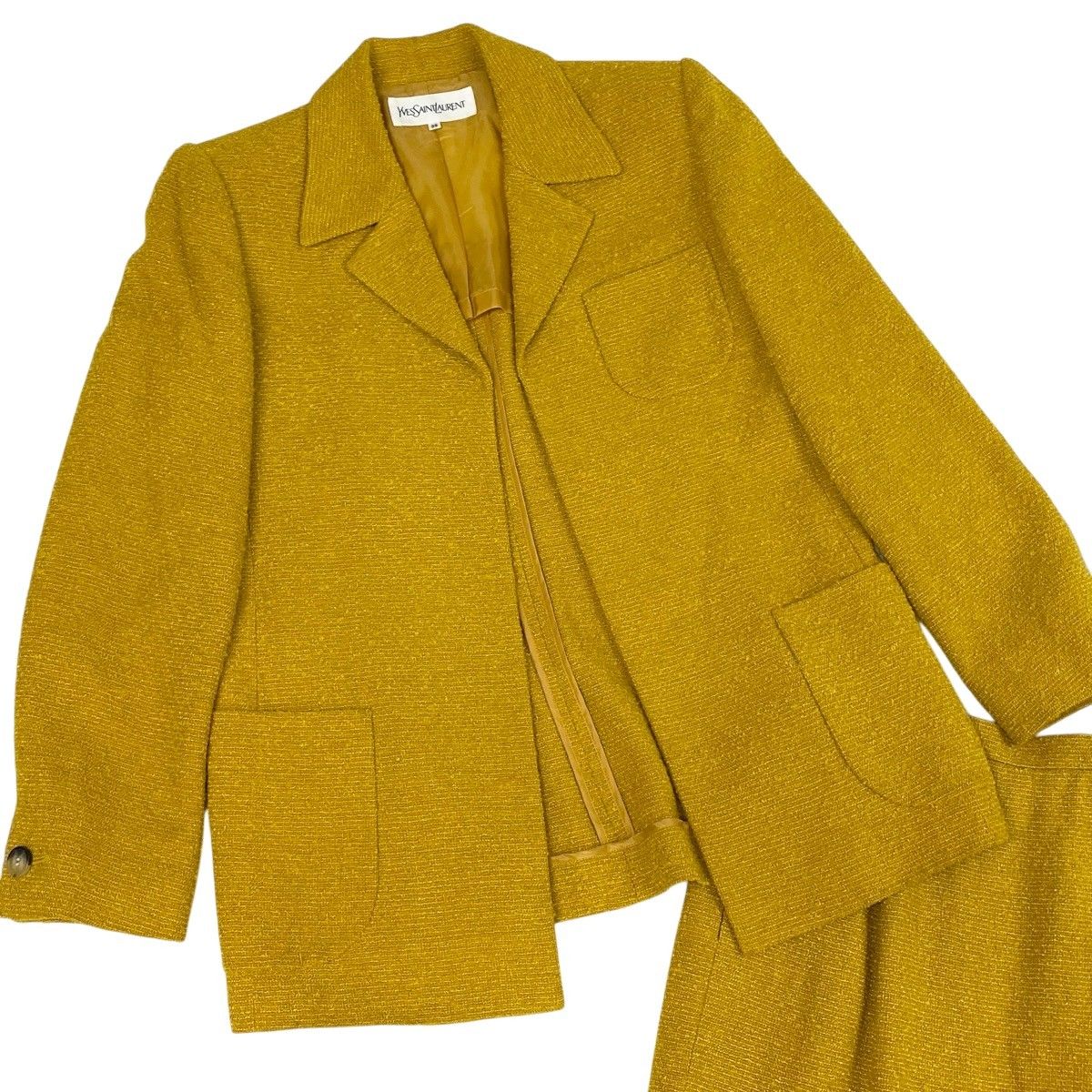 Saint Laurent Set Skirt Suit Tweed Jacket 36 Yellow — view 3