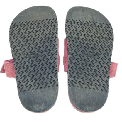 Hermes Chypre Sandals Pink Silver Suede Shoes 38 — view 6
