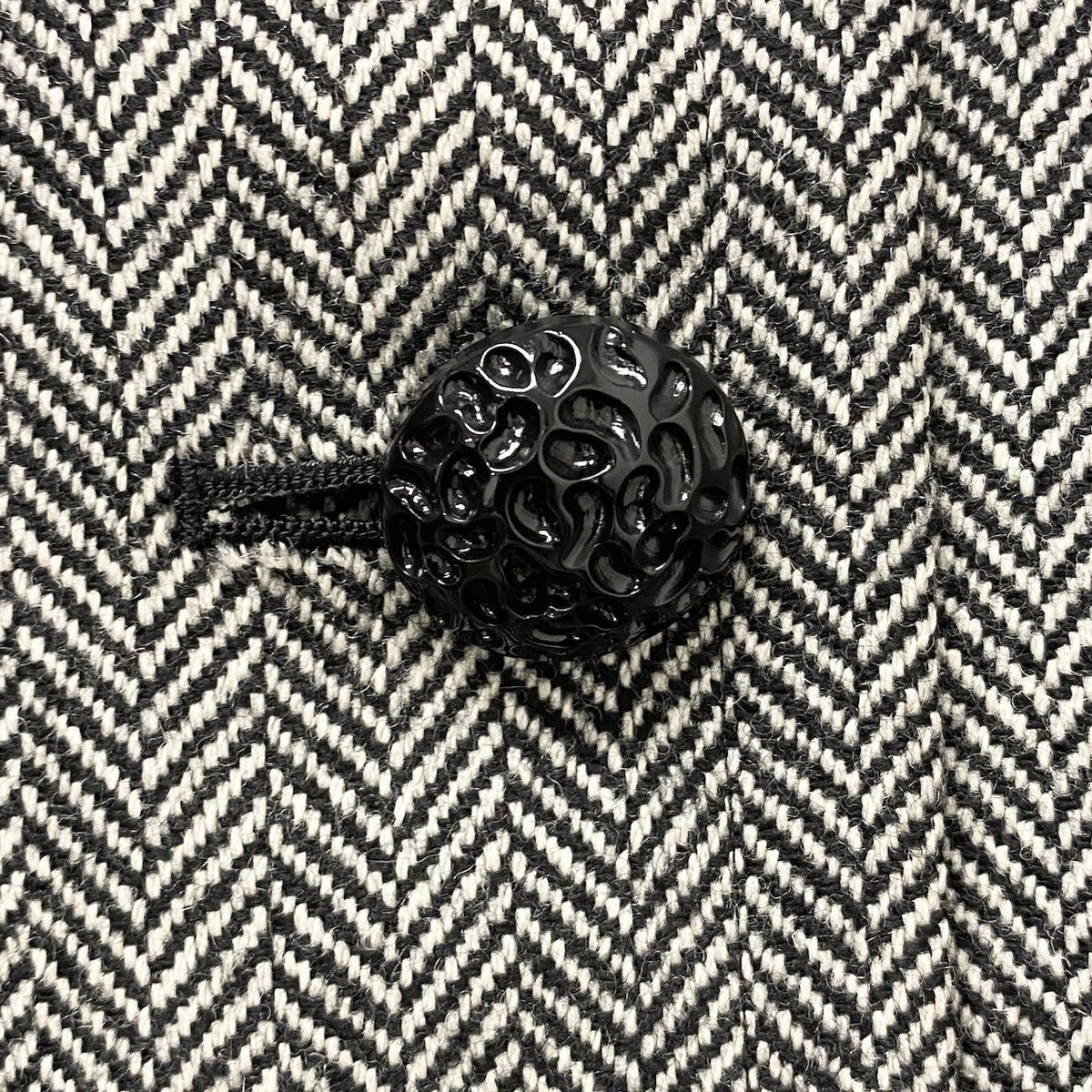Saint Laurent Collarless Jacket Herringbone Pattern M Black White Wool — view 7
