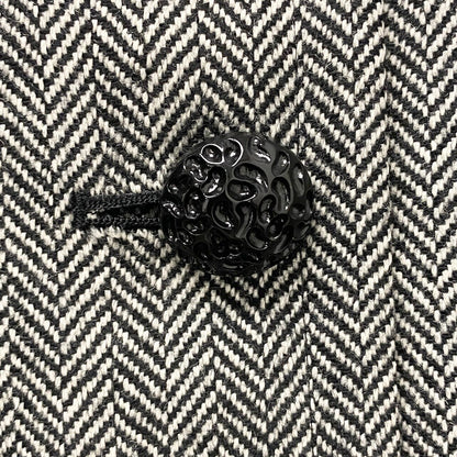 Saint Laurent Collarless Jacket Herringbone Pattern M Black White Wool — view 7