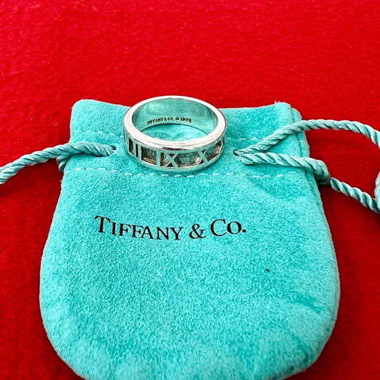 Tiffany & Co With Bag Vintage Atlas Ring 925 Sterling Silver No 13