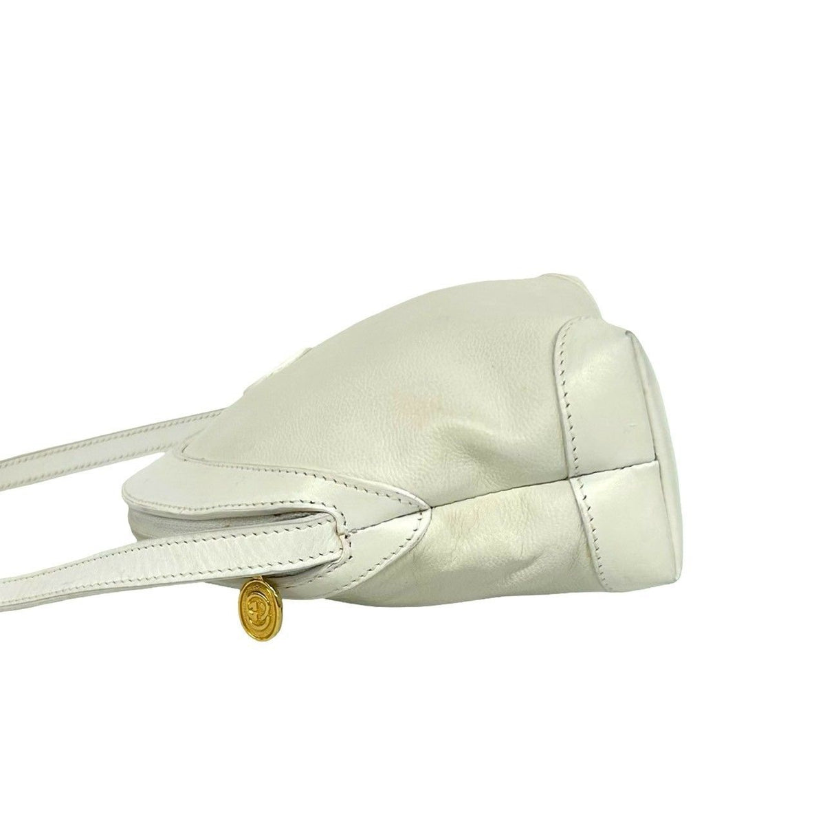 Gucci Vintage GG Logo Leather Mini Shoulder Bag Pochette White — view 5