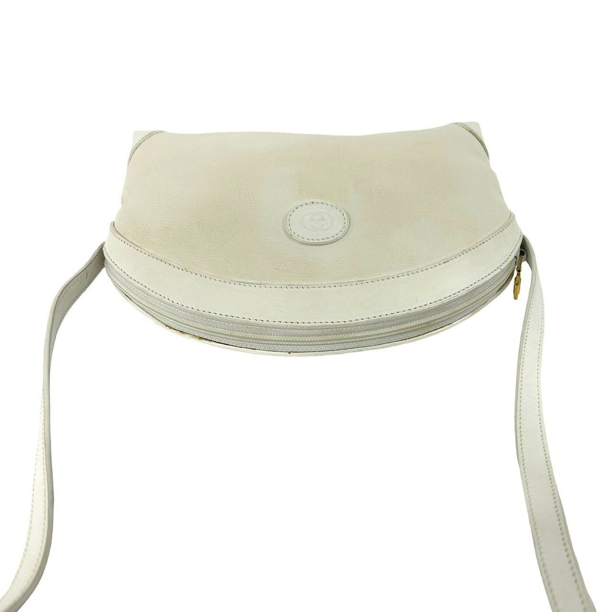 Gucci Vintage GG Logo Leather Mini Shoulder Bag Pochette White — view 4