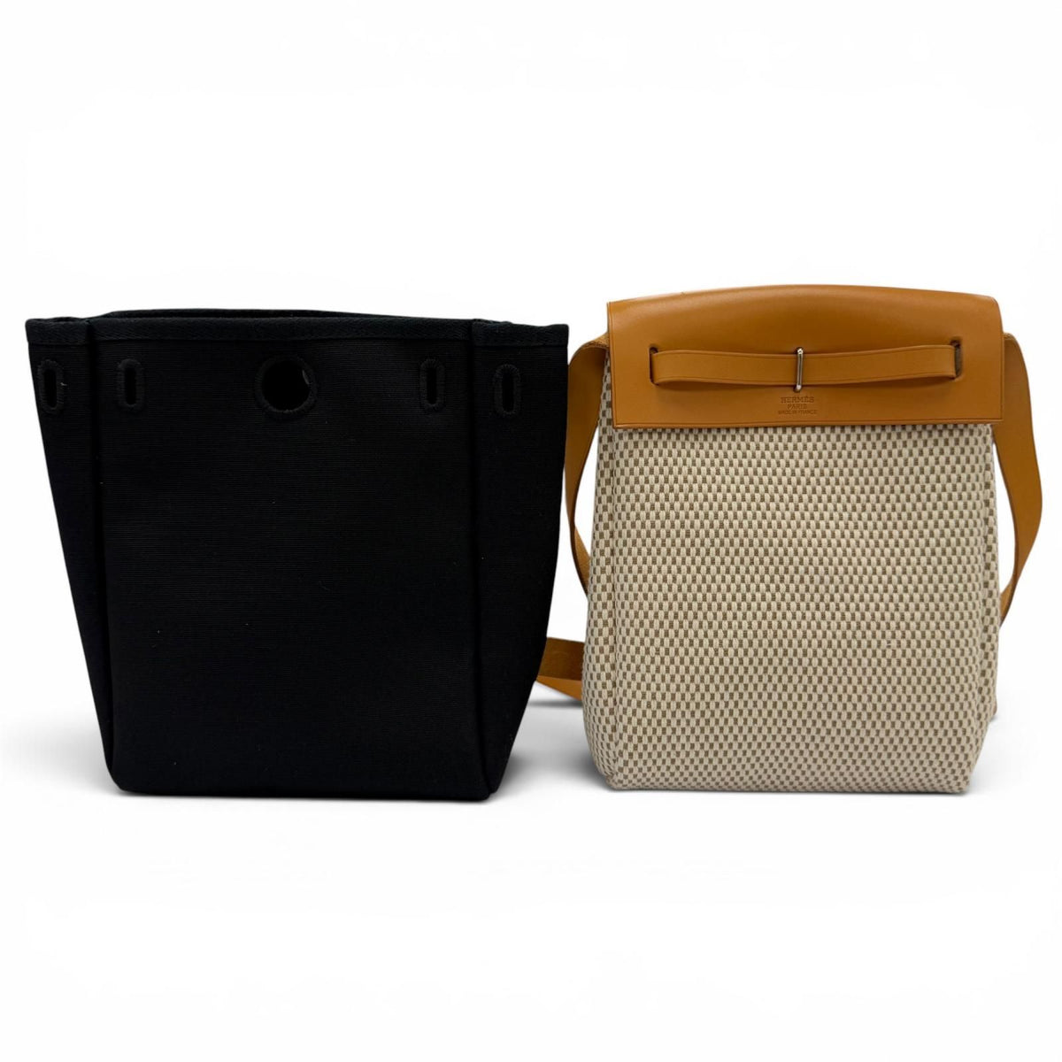 Hermes Herbag TPM Shoulder Bag Toile GM Officier Natural Beige Black — view 2