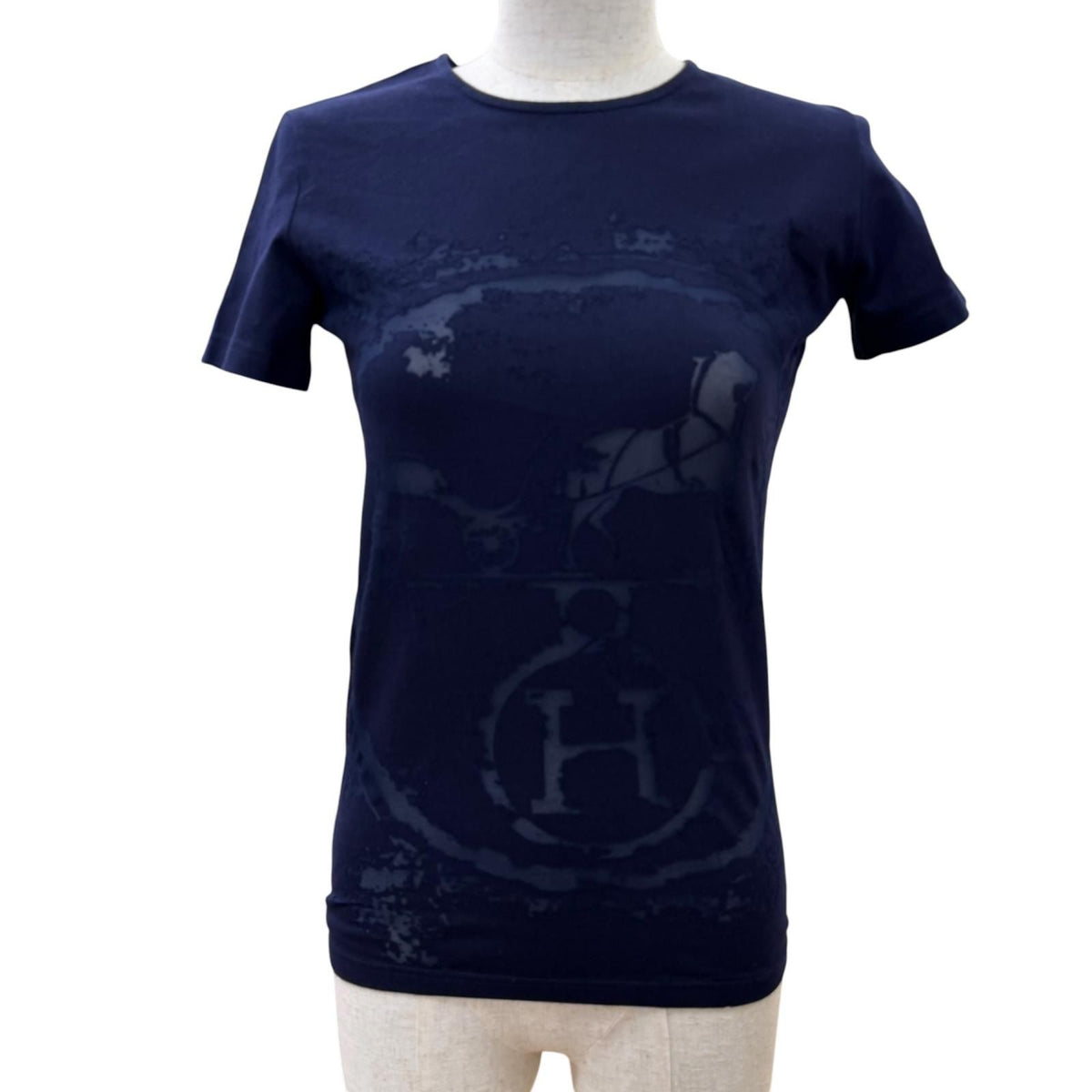 Hermes 100% Cotton Gaultier Era Embossed Carriage Logo Short Sleeve T-Shirt