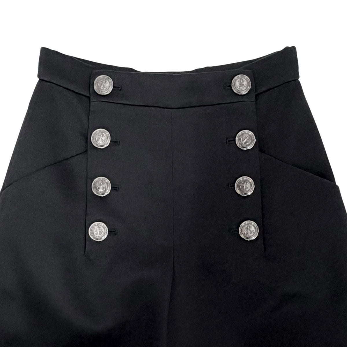 Chanel 100% Cotton CC Logo Anchor Button Wide Pants Black 34 — view 3