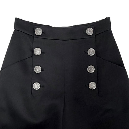Chanel 100% Cotton CC Logo Anchor Button Wide Pants Black 34 — view 3