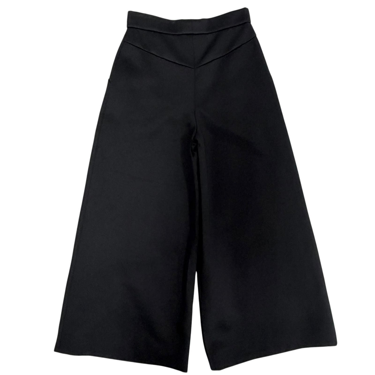Chanel 100% Cotton CC Logo Anchor Button Wide Pants Black 34 — view 2