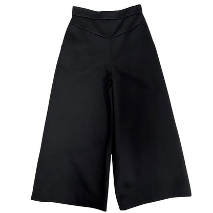 Chanel 100% Cotton CC Logo Anchor Button Wide Pants Black 34 — view 2