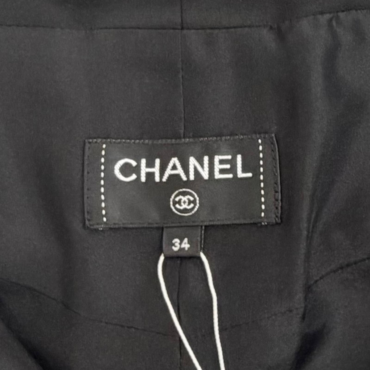 Chanel 100% Cotton CC Logo Anchor Button Wide Pants Black 34 — view 7