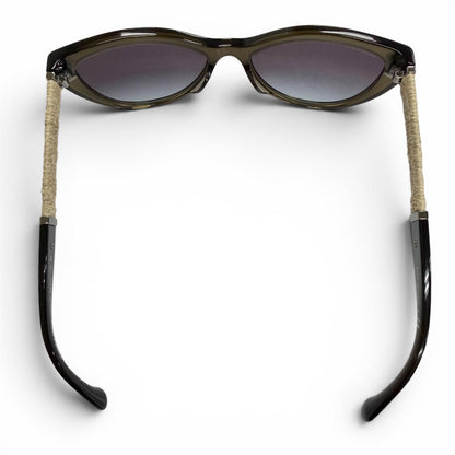 Chanel CC Logo Linen Rope Cat Eye Gradient Lens Sunglasses Khaki Eyewear — view 6