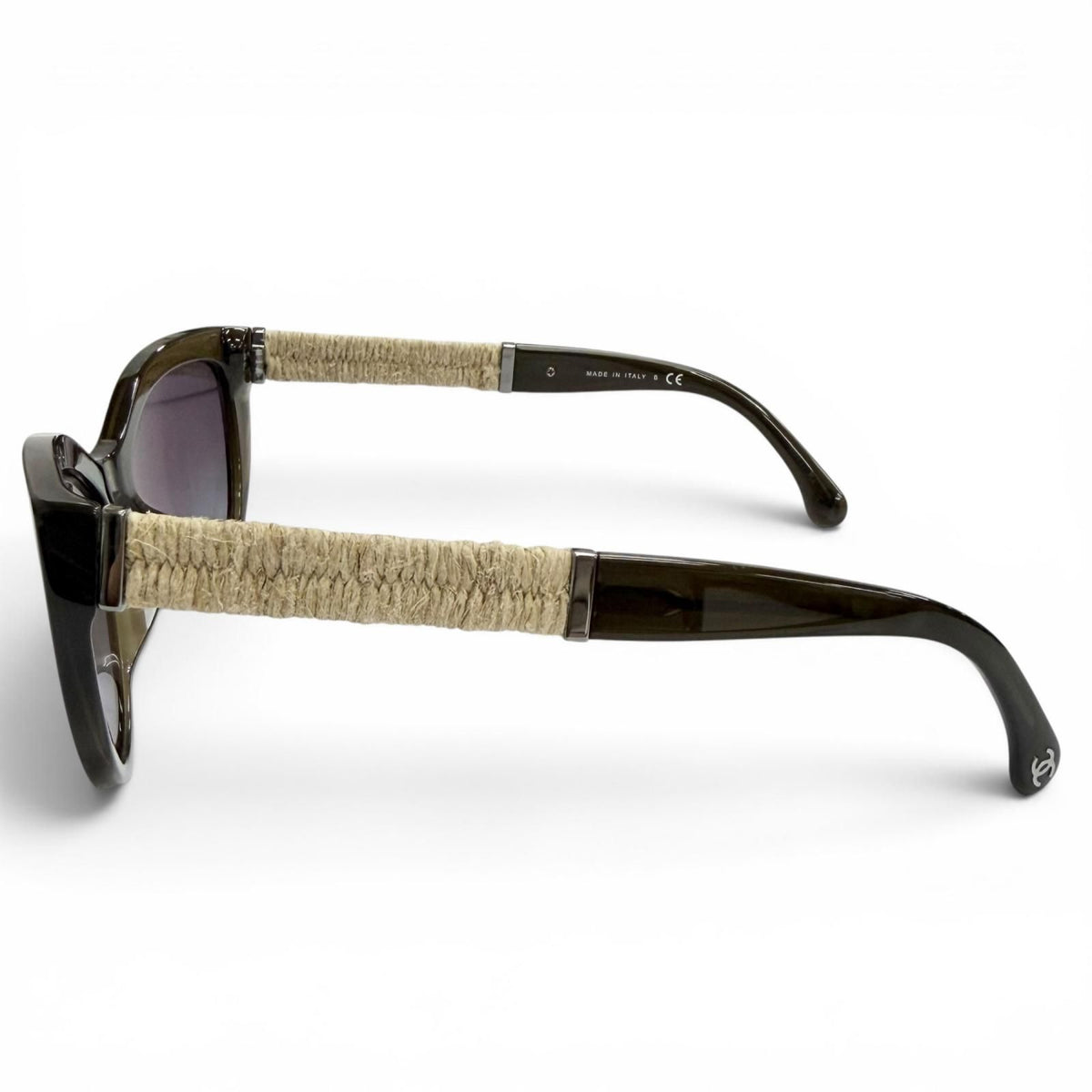 Chanel CC Logo Linen Rope Cat Eye Gradient Lens Sunglasses Khaki Eyewear — view 4