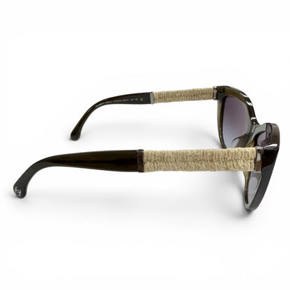 Chanel CC Logo Linen Rope Cat Eye Gradient Lens Sunglasses Khaki Eyewear — view 5