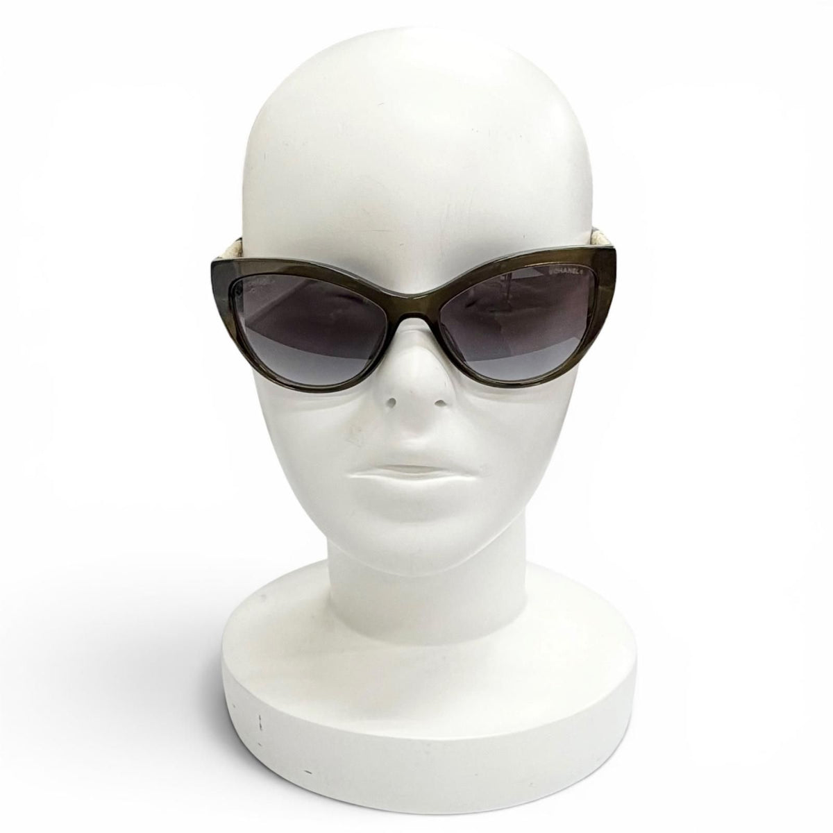 Chanel CC Logo Linen Rope Cat Eye Gradient Lens Sunglasses Khaki Eyewear — view 3