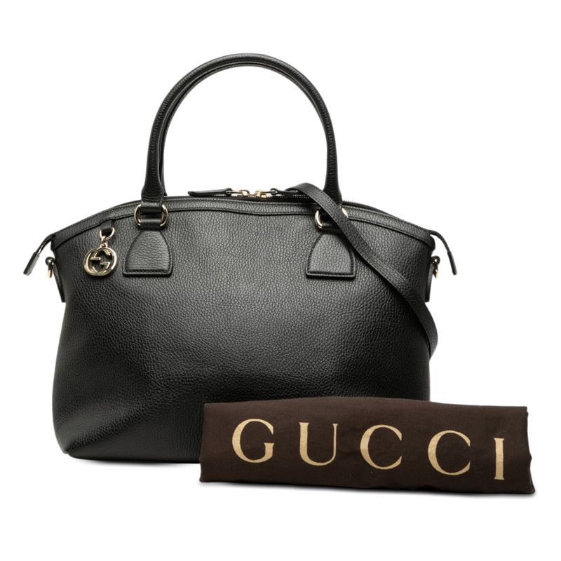 Gucci Interlocking G 2-Way Shoulder Bag Black Leather — view 8