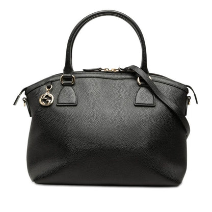 Gucci Interlocking G 2-Way Shoulder Bag Black Leather