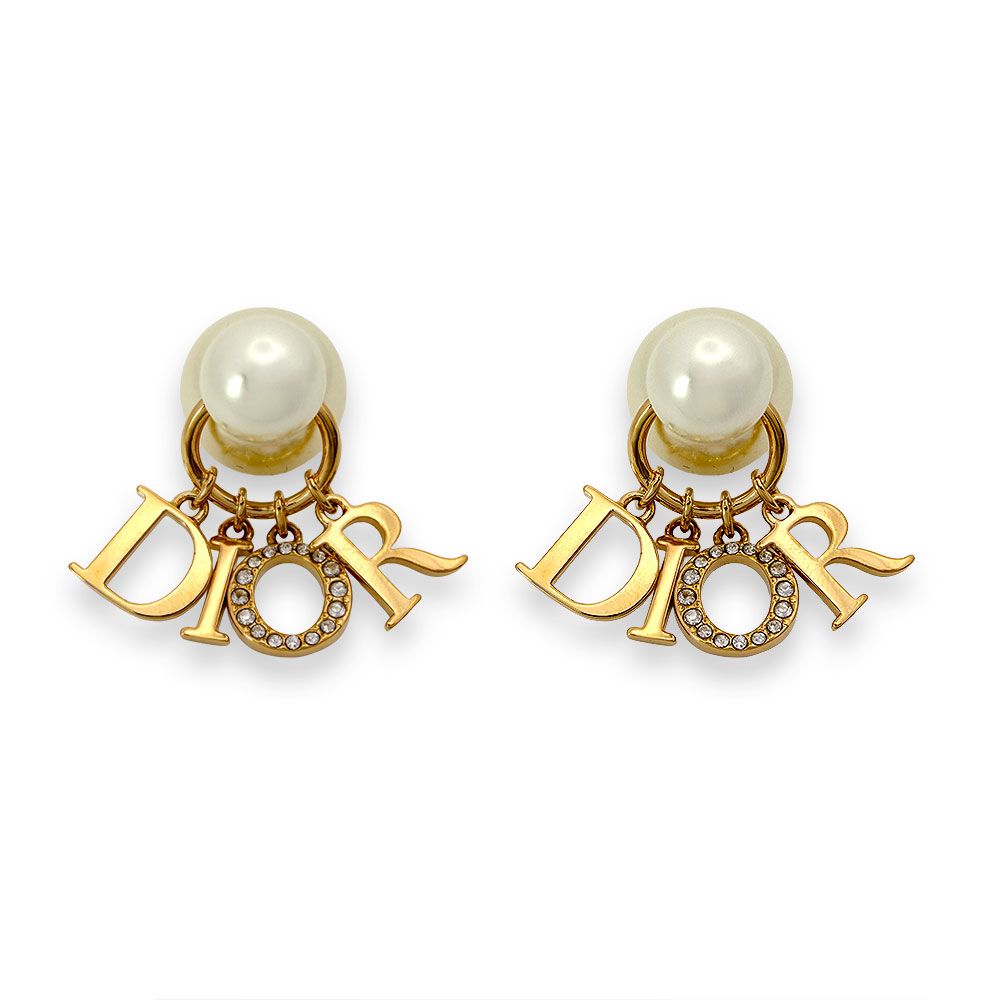 Dior Rhinestone Faux Pearl Earrings