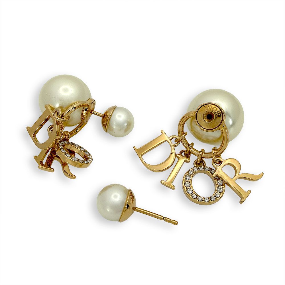 Dior Rhinestone Faux Pearl Earrings — view 2