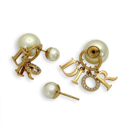 Dior Rhinestone Faux Pearl Earrings — view 2