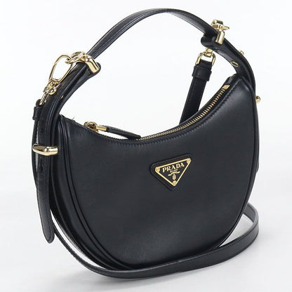 Prada Akesmol Leather 2-Way Triangle Logo Handbag Calfskin