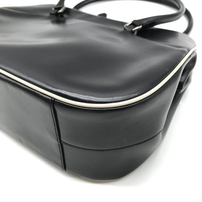 Prada Leather Kiss Lock Hand Bag Black — view 5