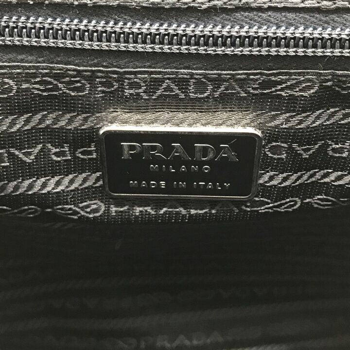 Prada Leather Kiss Lock Hand Bag Black — view 8