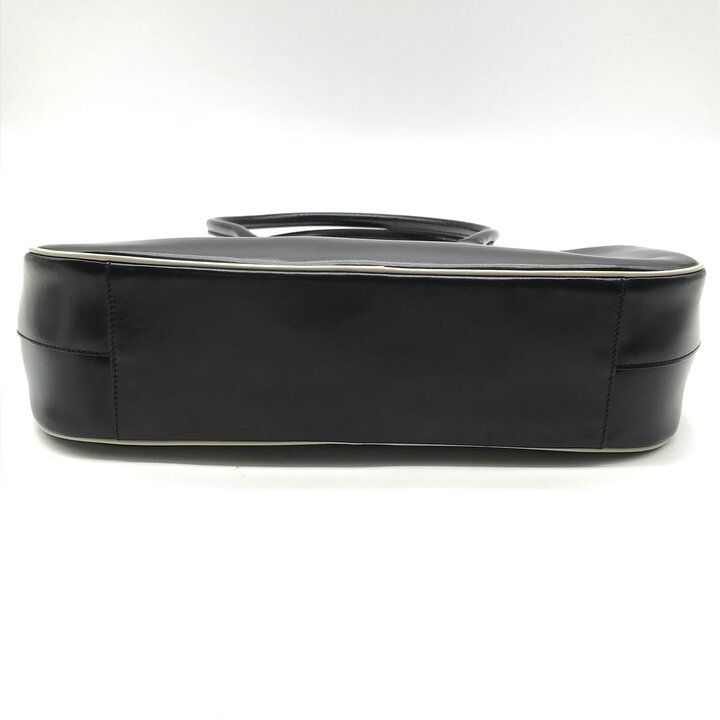 Prada Leather Kiss Lock Hand Bag Black — view 3