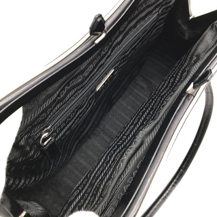 Prada Leather Kiss Lock Hand Bag Black — view 7