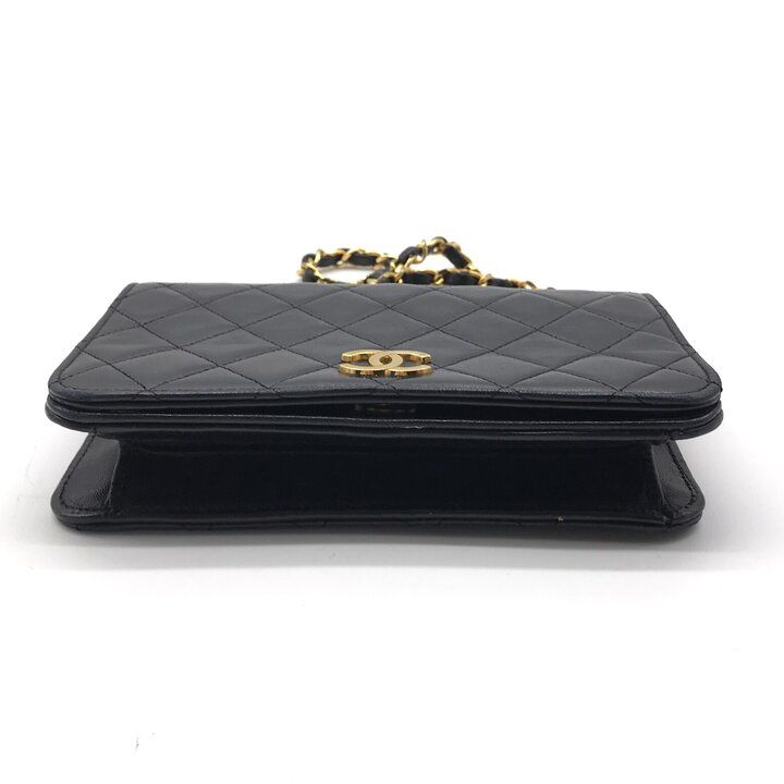 Chanel Mini Quilted CC Logo Chain Shoulder Bag Push Lock Lambskin — view 3