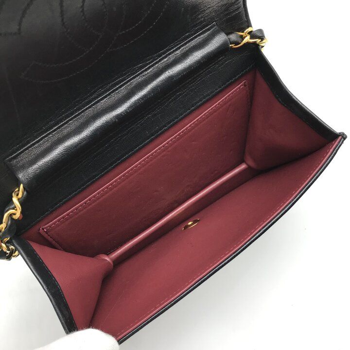 Chanel Mini Quilted CC Logo Chain Shoulder Bag Push Lock Lambskin — view 8