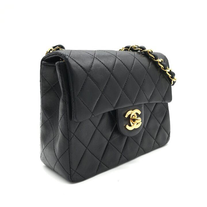 Chanel Mini Quilted Turnlock Lambskin Chain Shoulder Bag Black — view 2