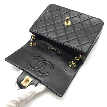Chanel Mini Quilted Turnlock Lambskin Chain Shoulder Bag Black — view 8