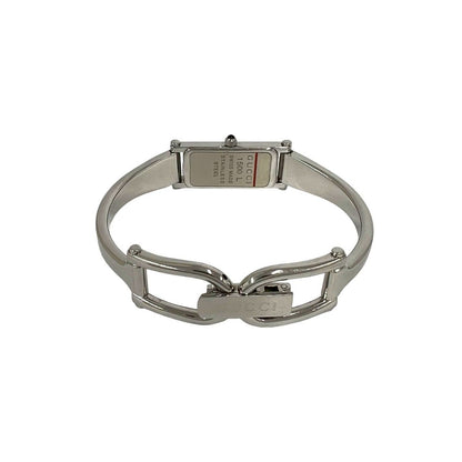 Gucci Bangle Watch Stainless Steel Quartz Wrist Silver Black — view 8