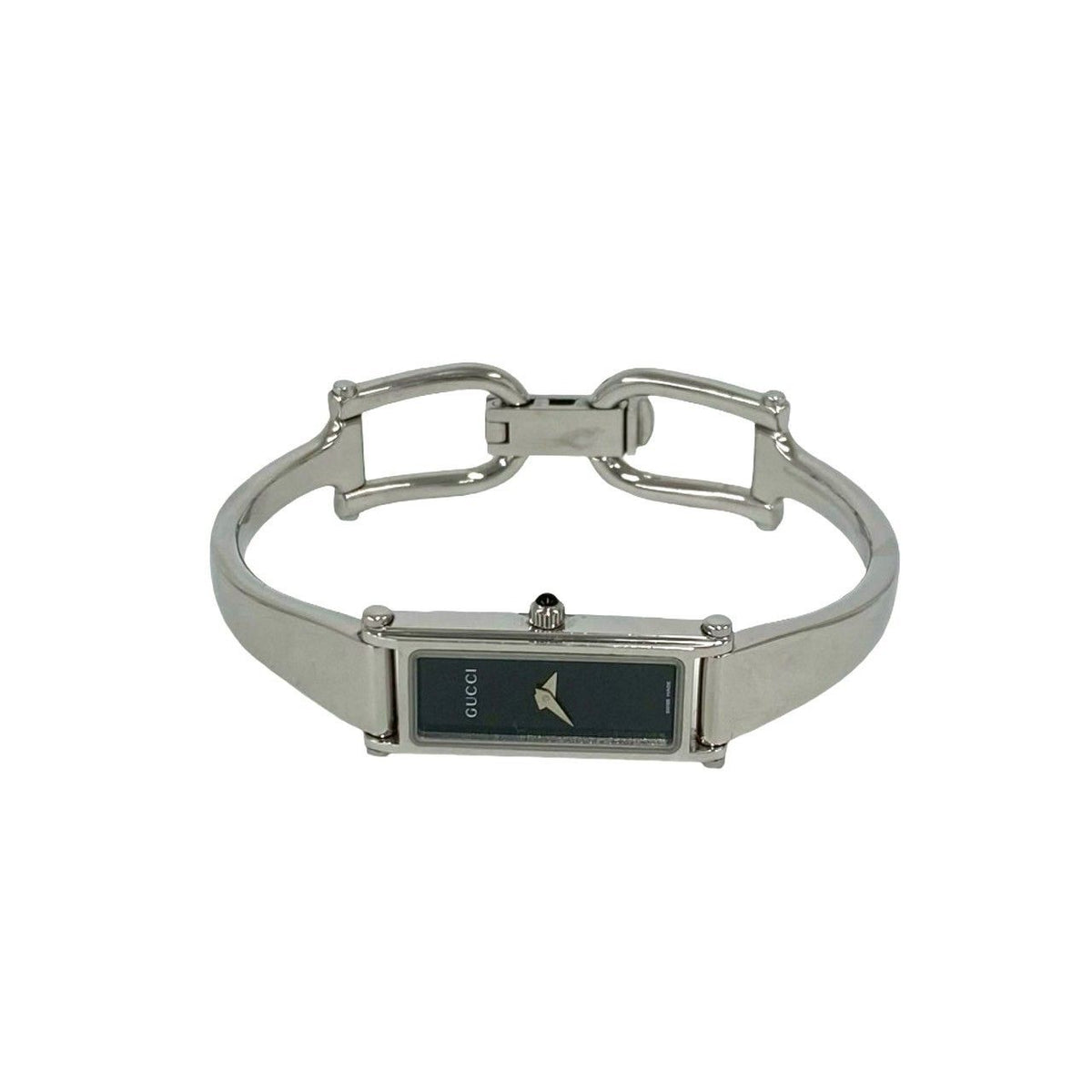 Gucci Bangle Watch Stainless Steel Quartz Wrist Silver Black — view 7