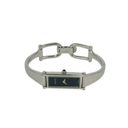 Gucci Bangle Watch Stainless Steel Quartz Wrist Silver Black — view 7