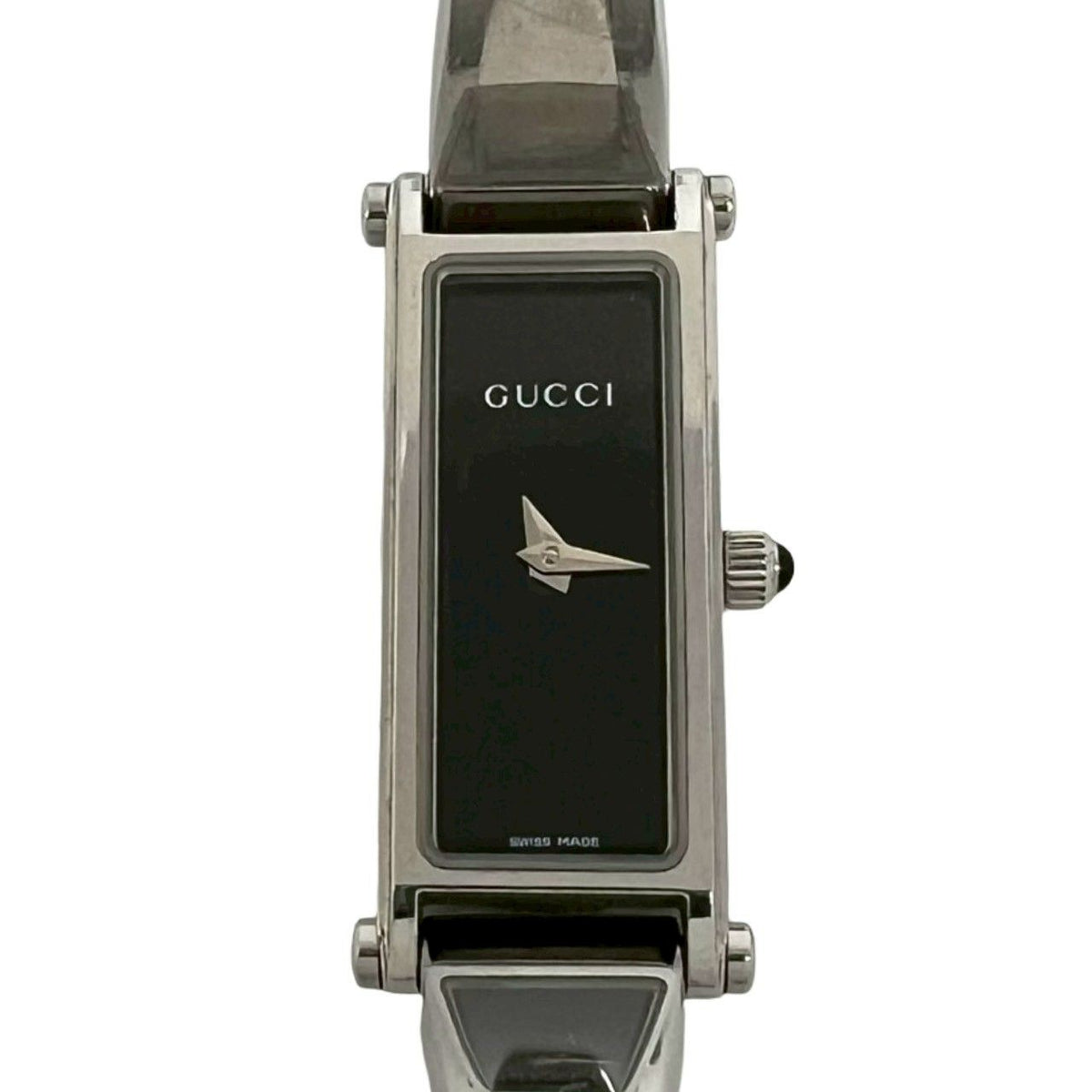 Gucci Bangle Watch Stainless Steel Quartz Wrist Silver Black — view 4
